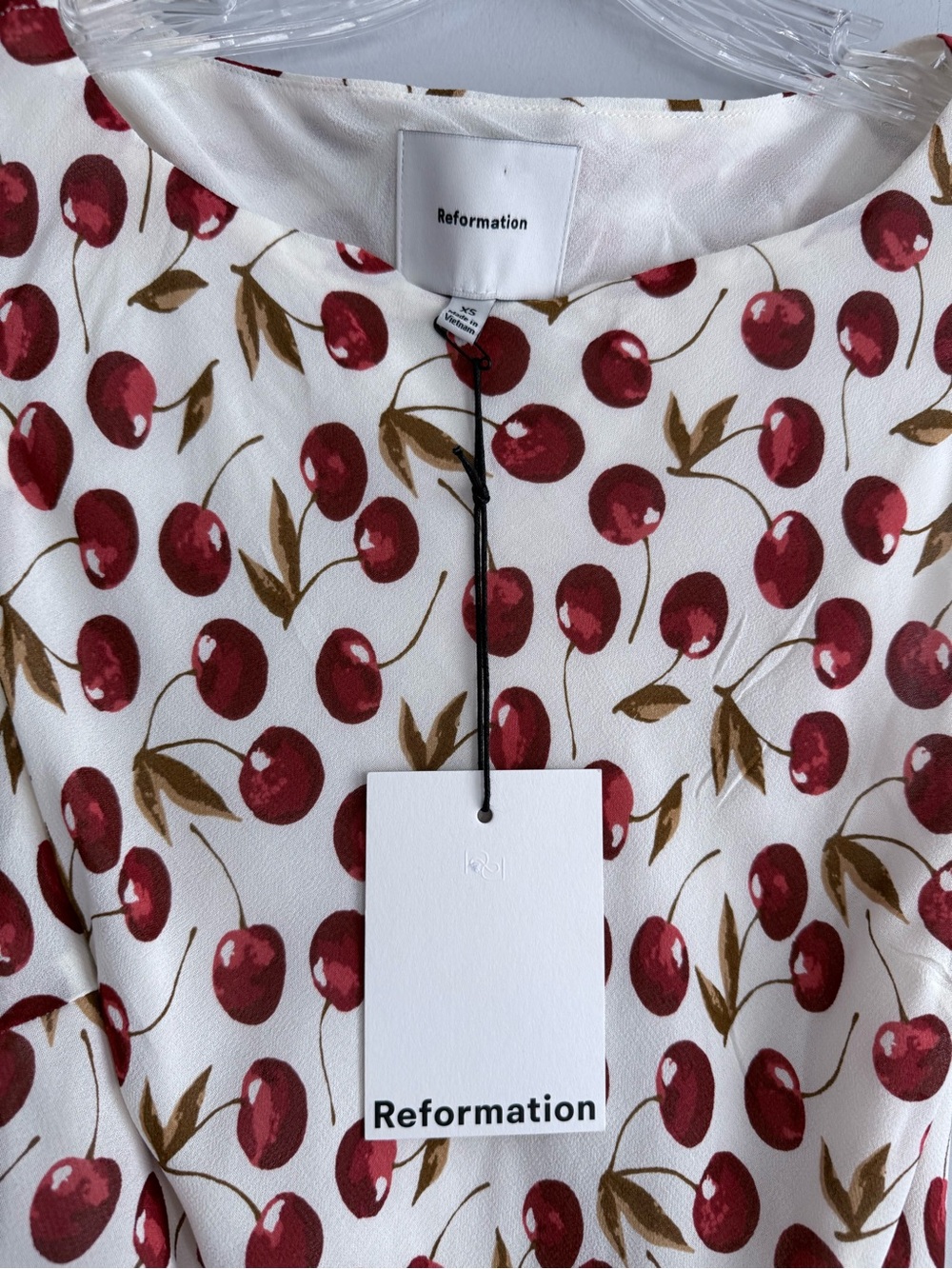 NWT Reformation Dale Dress XS Cheesecake Cherry Print Mini Cottagecore Coquette - Picture 8 of 16